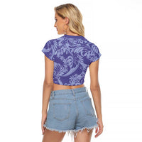 Tahiti Vareau Tiare Floral Raglan Cropped T Shirt Monstera Palm Tropical Leaves LT01 - Polynesian Pride