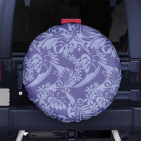 Tahiti Vareau Tiare Floral Spare Tire Cover Monstera Palm Tropical Leaves LT01 No hole Purple - Polynesian Pride
