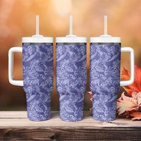 Tahiti Vareau Tiare Floral Tumbler With Handle Monstera Palm Tropical Leaves LT01 - Polynesian Pride