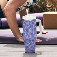 Tahiti Vareau Tiare Floral Tumbler With Handle Monstera Palm Tropical Leaves LT01 - Polynesian Pride