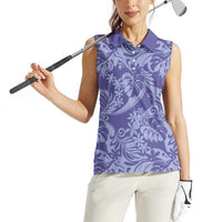 Tahiti Vareau Tiare Floral Women Sleeveless Polo Shirt Monstera Palm Tropical Leaves LT01 - Polynesian Pride