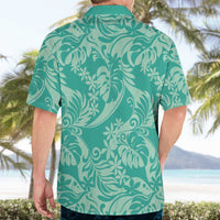 Tahiti Teal Tiare Floral Hawaiian Shirt Monstera Palm Tropical Leaves LT01 - Polynesian Pride