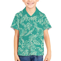 Tahiti Teal Tiare Floral Hawaiian Shirt Monstera Palm Tropical Leaves LT01 - Polynesian Pride