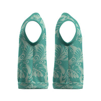 Tahiti Teal Tiare Floral Christmas Knitted V-Neck Vest Monstera Palm Tropical Leaves LT01 - Polynesian Pride