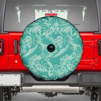 Tahiti Teal Tiare Floral Spare Tire Cover Monstera Palm Tropical Leaves LT01 - Polynesian Pride
