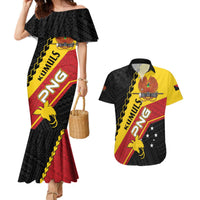 Custom PNG Couples Matching Mermaid Dress and Hawaiian Shirt The Kumuls Are On A Roll LT01 Black - Polynesian Pride