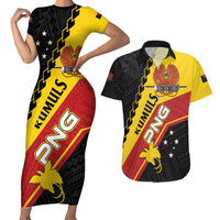 Custom PNG Couples Matching Short Sleeve Bodycon Dress and Hawaiian Shirt The Kumuls Are On A Roll LT01 Black - Polynesian Pride