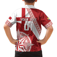 Custom Tonga Rugby Mate Maa Family Matching Off The Shoulder Long Sleeve Dress and Hawaiian Shirt Ngatu Pattern LT01 - Polynesian Pride