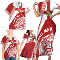 Custom Tonga Rugby Mate Maa Family Matching Short Sleeve Bodycon Dress and Hawaiian Shirt Ngatu Pattern LT01 - Polynesian Pride