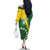 Custom Cook Islands Rugby Kukis Family Matching Off The Shoulder Long Sleeve Dress and Hawaiian Shirt Circle Stars LT01 - Polynesian Pride