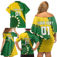 Custom Cook Islands Rugby Kukis Family Matching Off Shoulder Short Dress and Hawaiian Shirt Circle Stars LT01 - Polynesian Pride