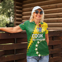 Custom Cook Islands Rugby Kukis Women Polo Shirt Circle Stars