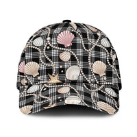 Hawaiian Ocean Seashells Classic Cap Black Palaka Pattern