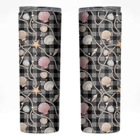 Hawaiian Ocean Seashells Skinny Tumbler Black Palaka Pattern