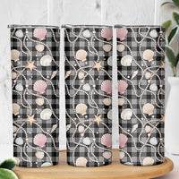 Hawaiian Ocean Seashells Skinny Tumbler Black Palaka Pattern