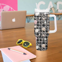 Hawaiian Ocean Seashells Tumbler With Handle Black Palaka Pattern