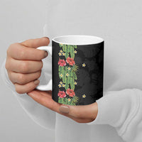 Hawaiian Hibiscus Plumeria Ceramic Mug Tropical Leaves