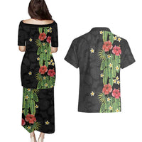 Hawaiian Hibiscus Plumeria Couples Matching Puletasi and Hawaiian Shirt Tropical Leaves LT01 - Polynesian Pride