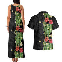 Hawaiian Hibiscus Plumeria Couples Matching Tank Maxi Dress and Hawaiian Shirt Tropical Leaves LT01 - Polynesian Pride