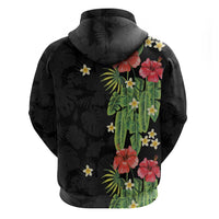 Hawaiian Hibiscus Plumeria Hoodie Tropical Leaves