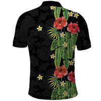 Hawaiian Hibiscus Plumeria Polo Shirt Tropical Leaves