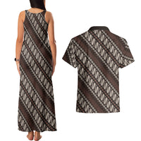 Yogyakarta Parang Batik Motifs Couples Matching Tank Maxi Dress and Hawaiian Shirt Indonesian Traditional Pattern LT01 - Polynesian Pride