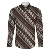 Yogyakarta Parang Batik Motifs Family Matching Mermaid Dress and Hawaiian Shirt Indonesian Traditional Pattern LT01 Dad's Shirt - Long Sleeve Brown - Polynesian Pride