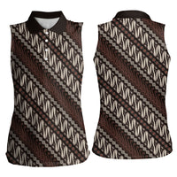 Yogyakarta Parang Batik Motifs Women Sleeveless Polo Shirt Indonesian Traditional Pattern LT01 - Polynesian Pride