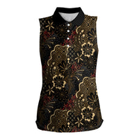 Batik Sekar Jagad Women Sleeveless Polo Shirt Indonesian Traditional Pattern