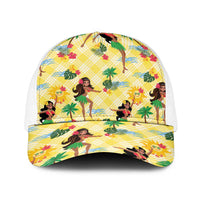 Hawaii Hula Girl Tropical Baseball Net Cap Yellow Palaka LT01 One Size White Yellow - Polynesian Pride