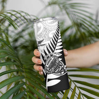 New Zealand Silver Fern Rugby Skinny Tumbler Aotearoa Maori Black Version LT01 - Polynesian Pride