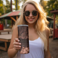Bula Fiji Masi Skinny Tumbler Fijian Tapa Vintage Dark Brown Version LT01 - Polynesian Pride