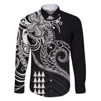 Hawaii Valentine Family Matching Short Sleeve Bodycon Dress and Hawaiian Shirt Kakau Polynesian Heart LT01 Dad's Shirt - Long Sleeve Black - Polynesian Pride