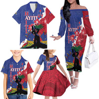 Personalised Haiti Le Marron Inconnu Family Matching Off The Shoulder Long Sleeve Dress and Hawaiian Shirt Dashiki Mix Polynesian Pattern LT01 - Polynesian Pride