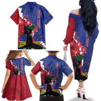 Personalised Haiti Le Marron Inconnu Family Matching Off The Shoulder Long Sleeve Dress and Hawaiian Shirt Dashiki Mix Polynesian Pattern LT01 - Polynesian Pride