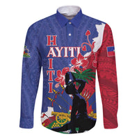 Personalised Haiti Le Marron Inconnu Family Matching Off The Shoulder Long Sleeve Dress and Hawaiian Shirt Dashiki Mix Polynesian Pattern LT01 Dad's Shirt - Long Sleeve Blue - Polynesian Pride