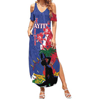Personalised Haiti Le Marron Inconnu Family Matching Summer Maxi Dress and Hawaiian Shirt Dashiki Mix Polynesian Pattern LT01 Mom's Dress Blue - Polynesian Pride