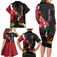 Personalised Ayiti Neg Marron Family Matching Long Sleeve Bodycon Dress and Hawaiian Shirt Dashiki Mix Polynesian Pattern LT01 - Polynesian Pride