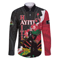 Personalised Ayiti Neg Marron Family Matching Off The Shoulder Long Sleeve Dress and Hawaiian Shirt Dashiki Mix Polynesian Pattern LT01 Dad's Shirt - Long Sleeve Black - Polynesian Pride