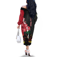 Personalised Ayiti Neg Marron Family Matching Off The Shoulder Long Sleeve Dress and Hawaiian Shirt Dashiki Mix Polynesian Pattern LT01 - Polynesian Pride