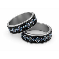 Blue Niho Taniwha Mix Poutama Classic Ring Unique Taniko Aotearoa - Polynesian Pride