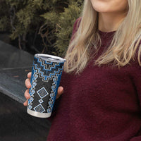 Blue Niho Taniwha Mix Poutama Tumbler Cup Unique Taniko Aotearoa