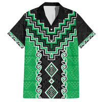 Green Niho Taniwha Mix Poutama Family Matching Long Sleeve Bodycon Dress and Hawaiian Shirt Unique Taniko Aotearoa LT01 Dad's Shirt - Short Sleeve Green - Polynesian Pride