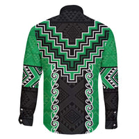 Green Niho Taniwha Mix Poutama Family Matching Long Sleeve Bodycon Dress and Hawaiian Shirt Unique Taniko Aotearoa LT01 - Polynesian Pride