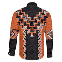 Orange Niho Taniwha Mix Poutama Family Matching Puletasi and Hawaiian Shirt Unique Taniko Aotearoa LT01 - Polynesian Pride