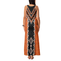 Orange Niho Taniwha Mix Poutama Family Matching Tank Maxi Dress and Hawaiian Shirt Unique Taniko Aotearoa LT01 - Polynesian Pride