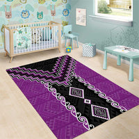 Purple Niho Taniwha Mix Poutama Area Rug Unique Taniko Aotearoa
