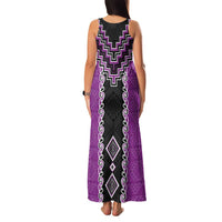 Purple Niho Taniwha Mix Poutama Family Matching Tank Maxi Dress and Hawaiian Shirt Unique Taniko Aotearoa LT01 - Polynesian Pride