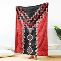 Red Niho Taniwha Mix Poutama Blanket Unique Taniko Aotearoa