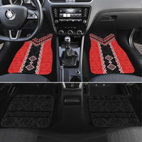 Red Niho Taniwha Mix Poutama Car Mats Unique Taniko Aotearoa